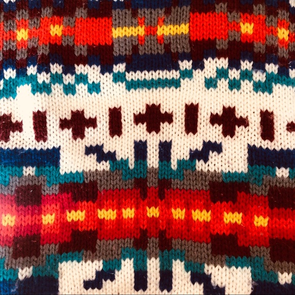 Vintage Hand Knit Wool Blend Technicolor Sweater - Picture 9 of 11